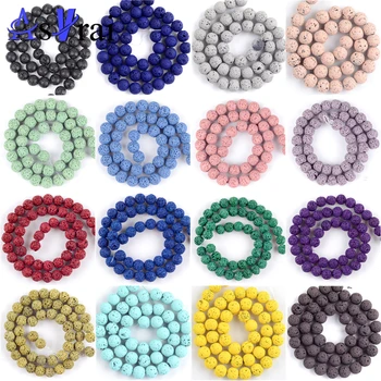 

Natural Stone 4 6 8 10 12mm Lava Beads For Jewelry Making Round Loose Spacer Beads DIY Bracelet Necklace Charms Accessories 15"
