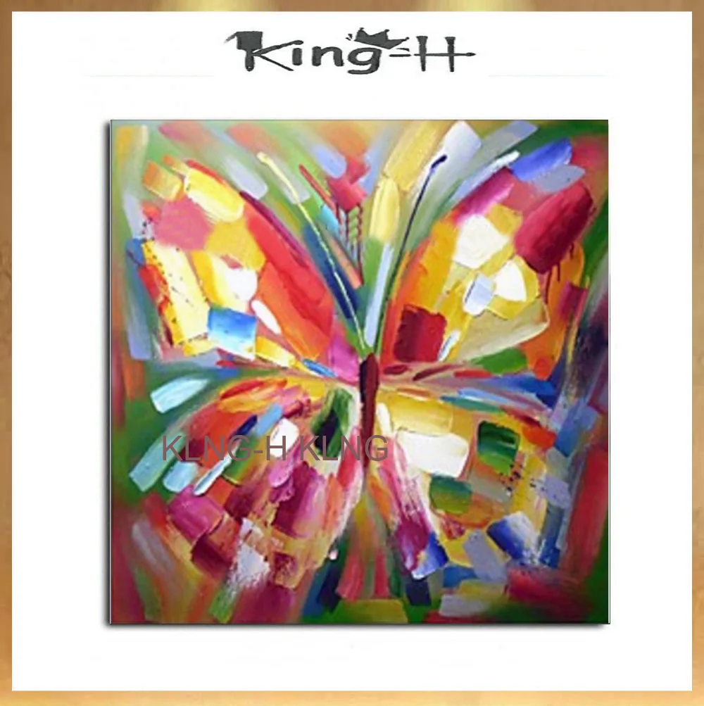 Hecho A Mano Moderno Abstracto Decorativo Colorido Mariposa Animales Dipinti Pintura Al Óleo En Lienzo Arte De La Pared Para La Sala De