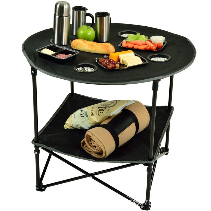 

Portable Table Foldable Folding Camping Desk Traveling 2 Layers New Black Blue Outdoor Picnic Light Desk
