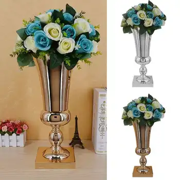 

Gold Silver Luxury Metal Candlestick Flower Stand Vase Table Centerpiece Event Flower Rack Road Lead Wedding Decor