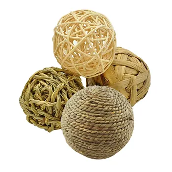 

4 Pcs/lot Pet Non-toxic Toys Bite Resistant Rattan Straw Woven Ball for Hamsters Rabbits Small Animals Sport Ball Chew Toy