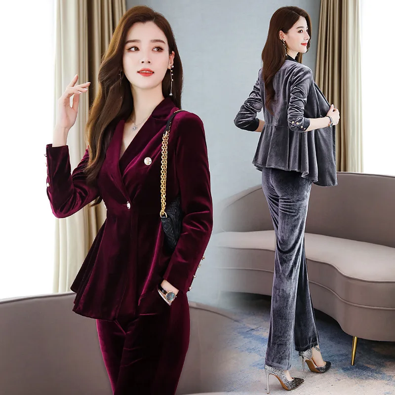 

Waist Hugging Elegant Versatile Korean-style 2019 Autumn Solid Color Fashion Elegant Two-Piece Set