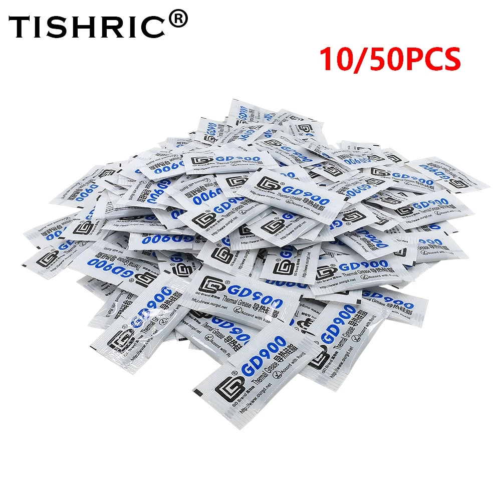 TISHRIC 10/50PCS 0.5g GD900 Thermal Paste Processor cooler Heatsink Radiator Grease For PC CPU Cooler Water Cooling | Компьютеры и