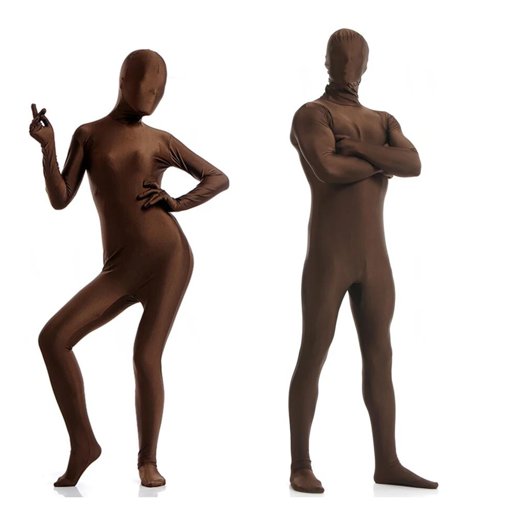 

Free shipping Zentai Full Body Skin Suit Catsuit Halloween Costumes customized for open eyes mouth can add crotch zipper