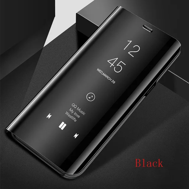 Чехол-книжка Smart mi rror для Xiao mi Red mi K20 Note 7 5 6 Note 8 Pro 8A 7A Go чехол s для Xiaomi mi 9t 8 9 Pro CC9 A2 A3 Lite - Цвет: Черный