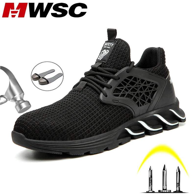 

MWSC Safety Work Boots Shoes For Men 2019 New Design Anti-smashing Steel Toe Work Boots Male Construction Safety Shoes Sneakers
