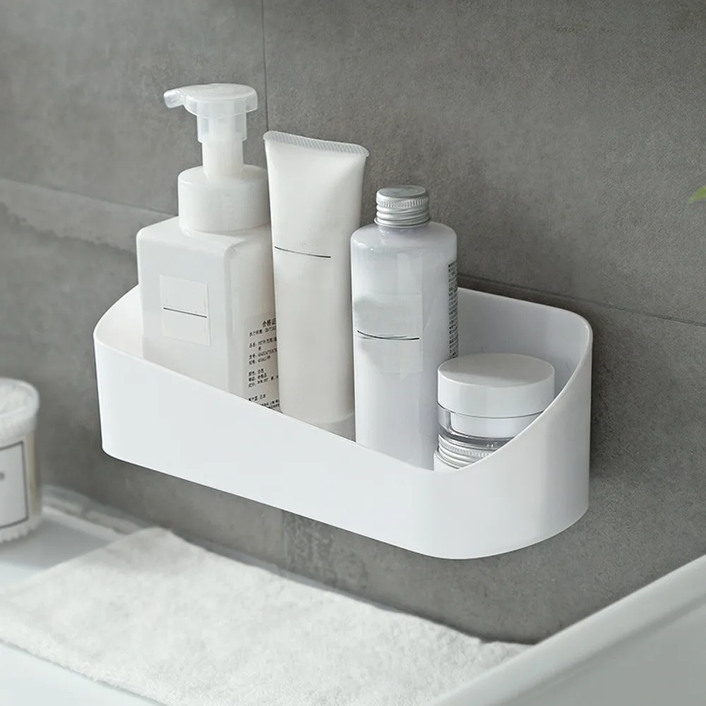 kitchen Toilet Wall Hanging Storage Box Shelf Rack Free Punching Drain Shelves Bathroom Shampoo Basket Organizer Accessories