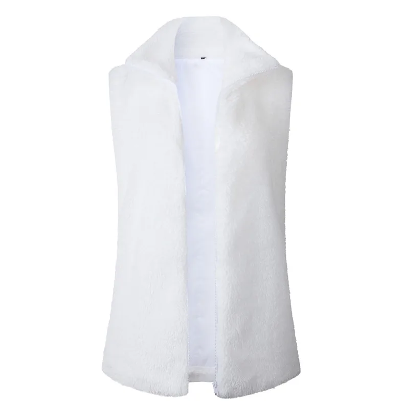 Forefair Повседневный тонкий флисовый жилет для женщин осень куртка Женская мода размера плюс однотонный элегантный хаки белый плюшевый мех пальто