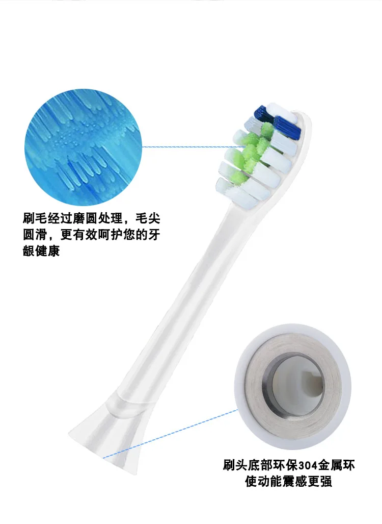 Electric Toothbrush Head HX6064 Adult Acoustic Replaceable Toothbrush Head YH729 DuPont Soft Bristle Diamond White Type
