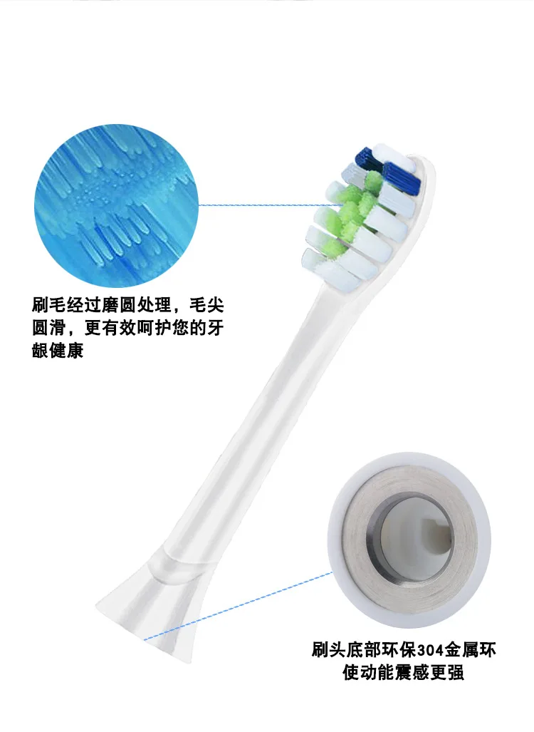 Головка электрической зубной щетки HX6064 для взрослых акустическая сменная Зубная щетка головка YH729 DuPont мягкая щетина алмазный белый Тип