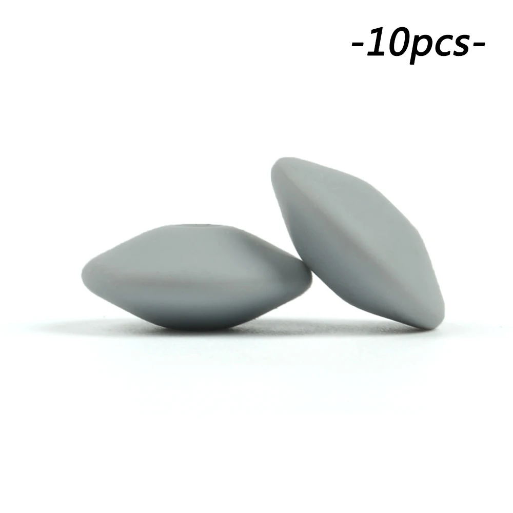 light grey 10 шт./лот, силиконовые бусины чечевица, 15 мм, ожерелье для прорезывания зубов, игрушка для прорезывания зубов, силиконовая игрушка, BPA бесплатно, DIY, подвески для новорожденных, аксессуары для кормления - Цвет: light grey