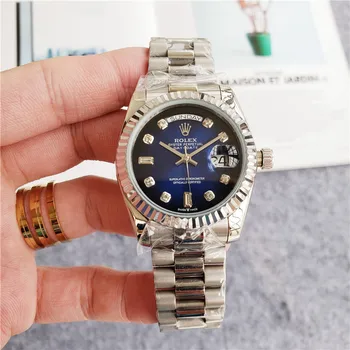 

rolex-women Fashion Brand Automatic Mechanical Watches Men's Waterproof Skeleton Wrist Watch With women men Leather strap