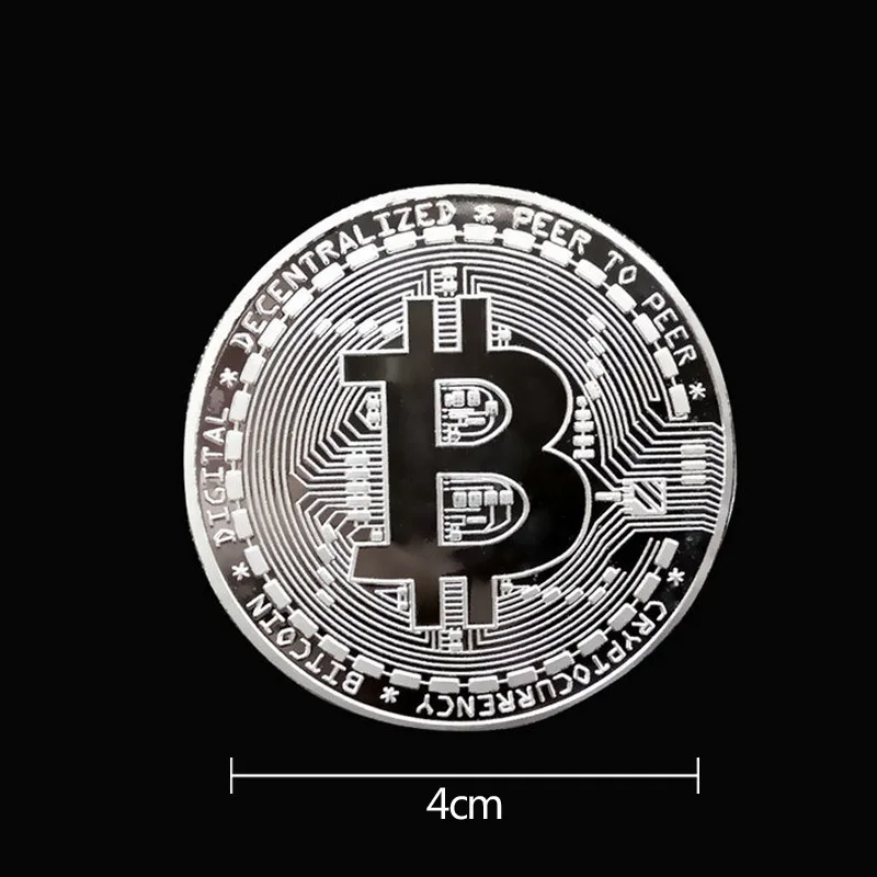 Physical Metal Antique Imitation Silver Coins BIT Coin Art Collection Gold Plated Physical Bitcoins Bitcoin BTC with Case Gifts-4