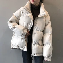 

Winter ladies fashion oversize stand collar jacket 2021 new style women zipper thicken warm bread down parka chic coat female