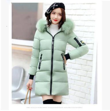Green KULAZOPPER/Лидер продаж, брендовая зимняя куртка «Прака» для женщин, новинка года, с капюшоном, толстый большой меховой воротник, длинные пуховые хлопковые пальто, верхняя одежда для женщин, LK040 - Цвет: Green