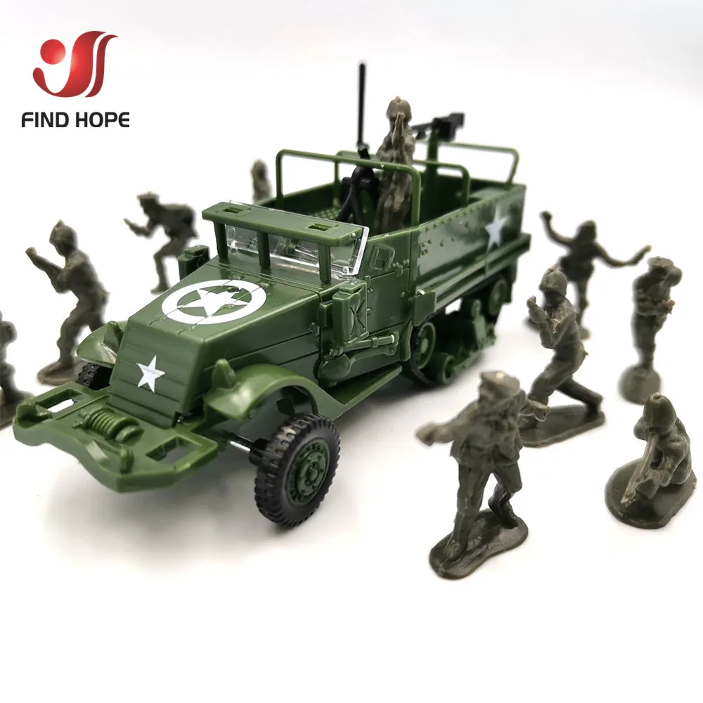 1: 72 м3 Полугусеничный военный бронированный автомобиль Сборная модель игрушечный бронированный автомобиль-перевозчик для экшн-фигурки+ 10 шт. солдатская модель