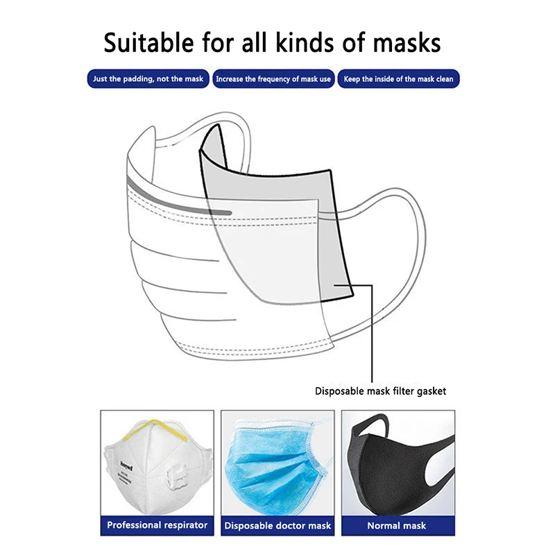 

50 Pieces Disposable Face Masks Replacement Filtering Pad Breathable Mask Gasket Respiring Mat for all kinds of Masks