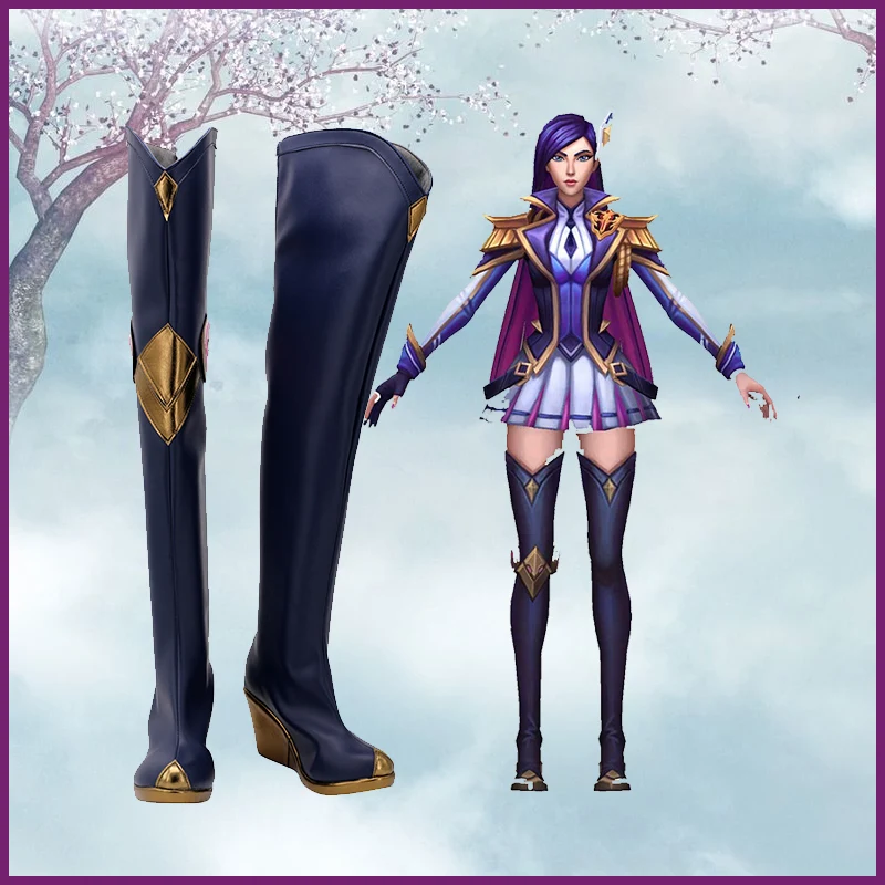 

LOL Women Police Cosplay High Heels PU Boots Shoes Halloween Cosplay Prop