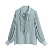 Cut Rate Chiffon Shirt Blouse Lady Pleat Ruffle Women Lantern-Sleeve Loose Tops Blusas Casual 1005001529546100