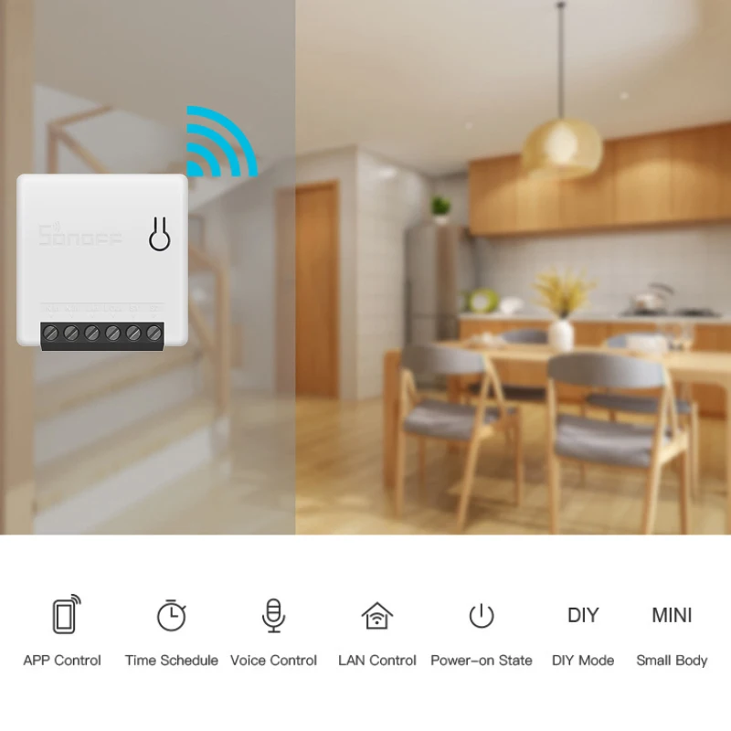 Sonoff MINI DIY Smart Switch маленькое приложение дистанционное управление Wifi переключатель Поддержка внешнего переключателя Alexa Совместимость с домашней автоматизацией