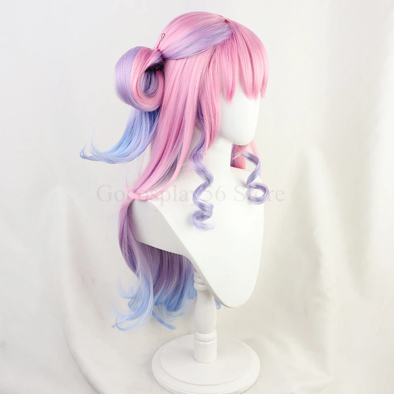 VTuber Himemori Luna Cosplay Wig Hololive Girls Youtuber Gradient Pink Blue Purple Long Curly Braided Heat Resistant Hair