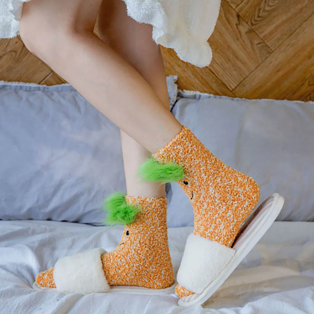 

Women Causal Animal Embroidery Print Thickening Fuzzy Coral Household Stockings Princess Holiday Birthday Gifts Vicky