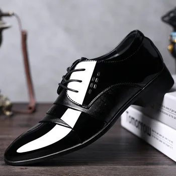 

PACIFIC OCEAN Men Leather Shoes Oxford PU Leather Men's Dress Shoes Business Flat Shoes Breathable Men's Banquet Wedding Shoes