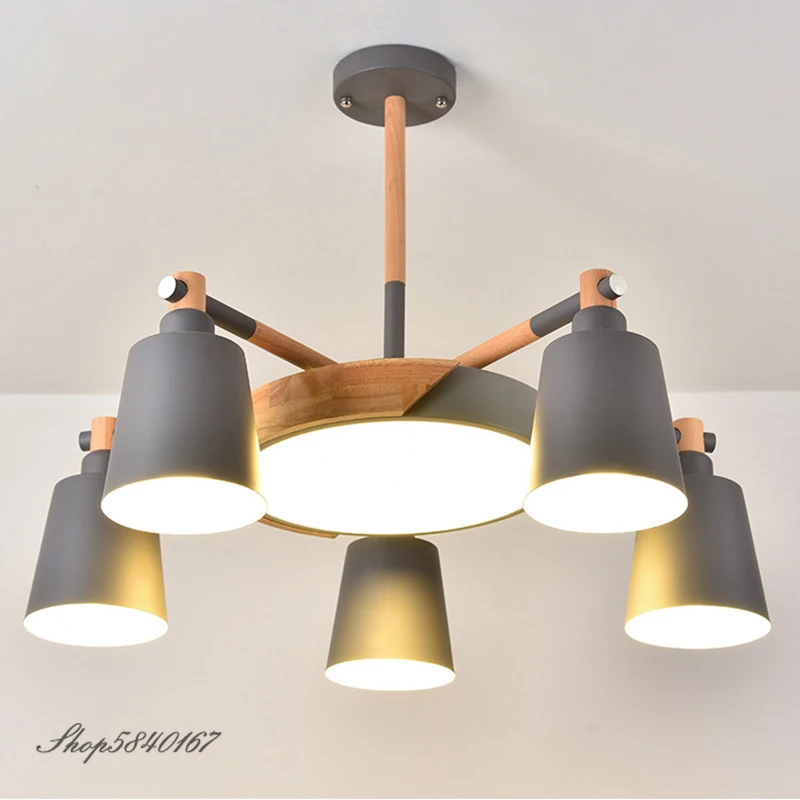 

Nordic Modern Chandeliers Deco Wood Lamp Lustre LED Chandelier Lighting Living Room Hanging Lamps Bedroom Suspension Luminaire