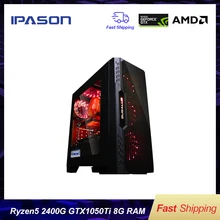 Игровой ПК IPASON A5 AMD Ryzen5 2400G DDR4 4G 8G ram 120G+ 1T SSD/игровые карты 1050TI настольный компьютер
