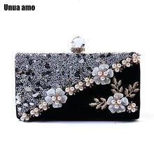 Unua amo модные сумки для женщин высокое качество алмазные Лоскутные вечерние сумки ручной работы жемчужные цветы сумки для свадебного ужина