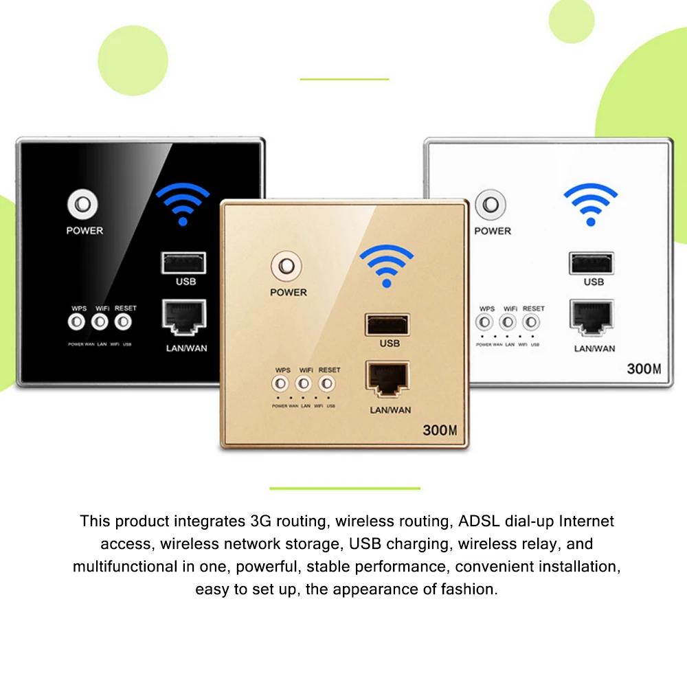 

300Mbps Wifi Wireless Router Socket Access Point Panel AP Router USB Charging Smart Socket WIFI Repeater Extender For Hotel