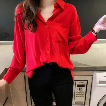 

Women Chiffon Turn Down Collar Casual Shirt Fashion Elegant White Blouses Ladies Tops1