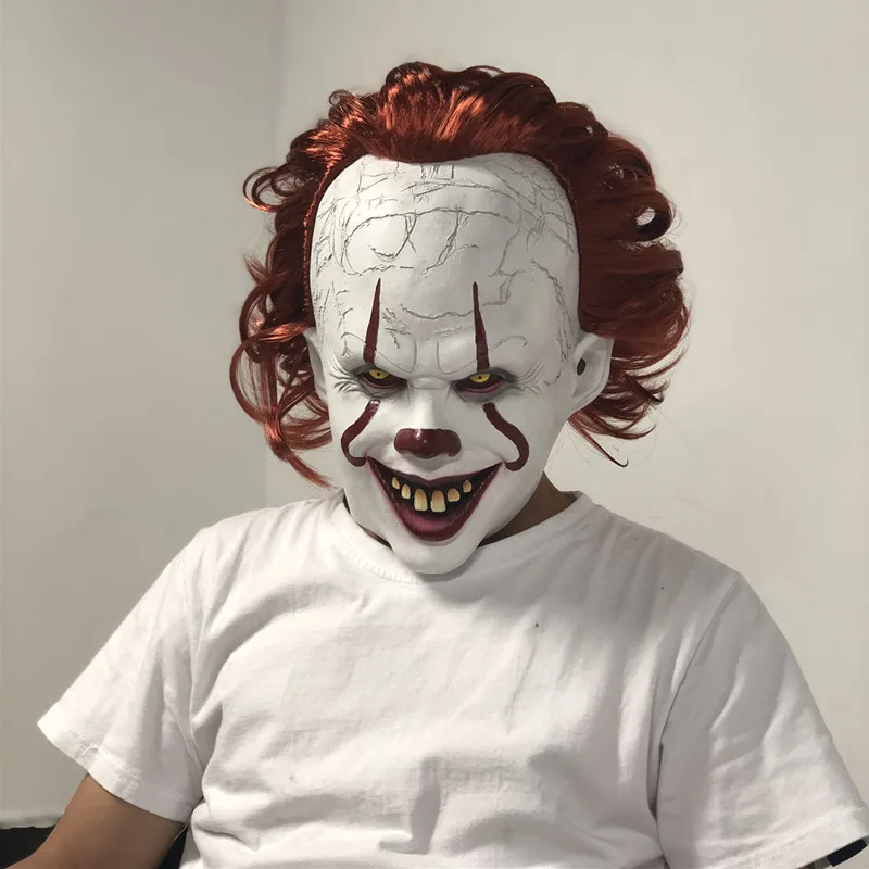 Stephen King's It Mask Pennywise страшный клоун Джокер маска глаза будут блестеть клоун светодиодный латексная маска Хэллоуин косплей костюм реквизит