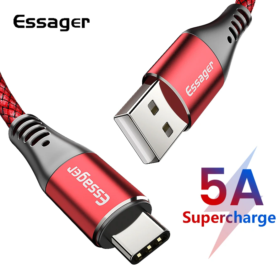 Кабель Essager 5A usb type C для huawei mate 20 P30 P20 Lite Pro Xiaomi Mi 9, кабель type C для быстрой зарядки, USBC зарядное устройство