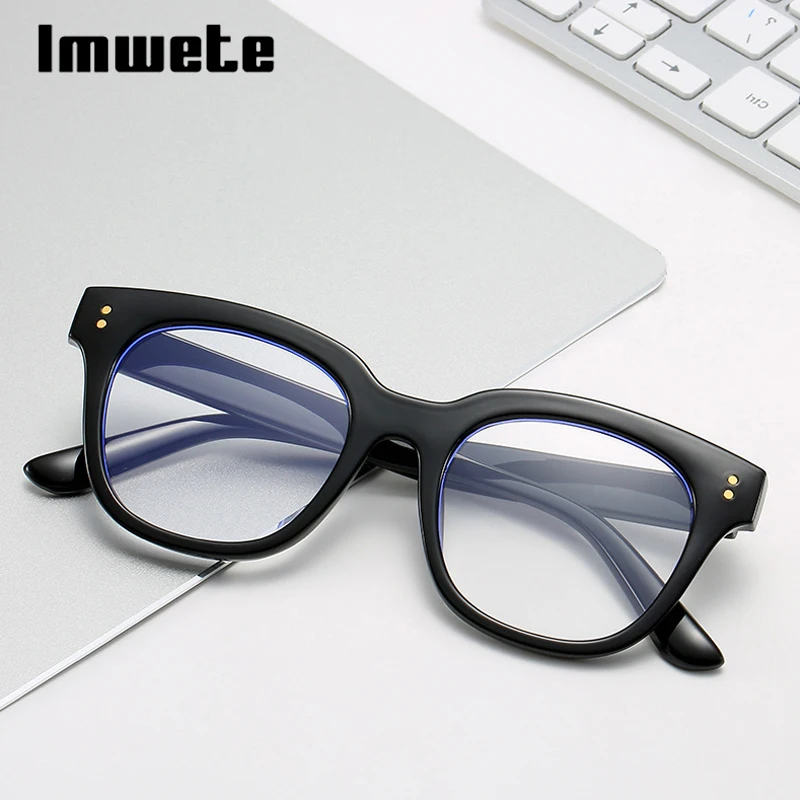 

Imwete Anti-blue Optical Transparent Men Women Glasses Frame Classes Brand Design Cat Eyes Frame Filter Blue Female Eyeglass