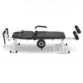 

Treatment of cervical vertebra and lumbar vertebra traction bed with thickened steel stretcher and wheel traction; vertical desi