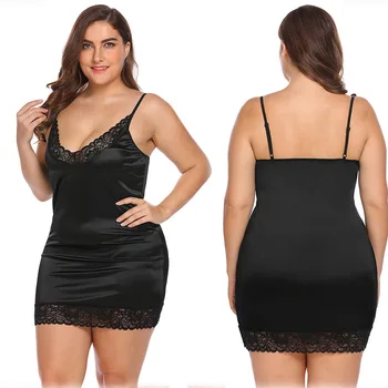 

Nightgowns Sleepwear Lingerie Night Dress Women Nightdress Lingerie Sleeveless Underwear Nightwear Lace Deep V-neck Nightshirt