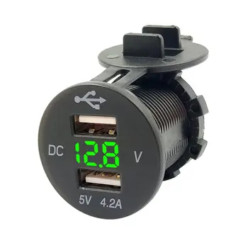 

Dual Port USB Charger with Voltmeter 12-24V LED Digital Display 4.2A Universal for Car Boat Motorcycle
