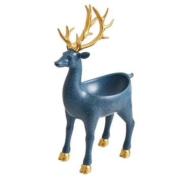 

1Pc Elk Shaped Storage Ornament Lovely Christmas Desktop Decor (Blue Golden)