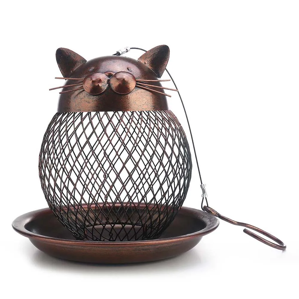 Украшение сада Винтаж ручной работы кормушка для птиц вилла патио в форме кошки висячая антикварная вода подарок железная еда на открытом воздухе