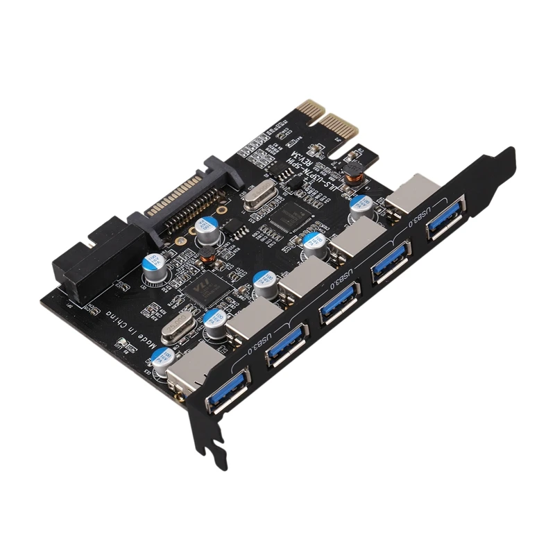 7 портов Pci-E Usb 3,0 экспресс-карта, 5 портов снаружи и 2 порта для передней панели через 19Pin внутри с 5 В 15Pin Sata разъем питания для