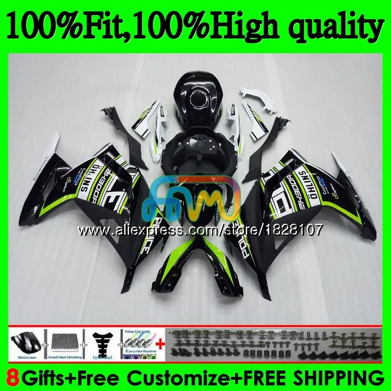 Инъекции для KAWASAKI ZX3R EX300 EX ZX 300R 4BS. 70 ZX-3R ZX300R 13, 14, 15, 16, 17, 2013 зелено-черные обтекатели - Цвет: No. 1