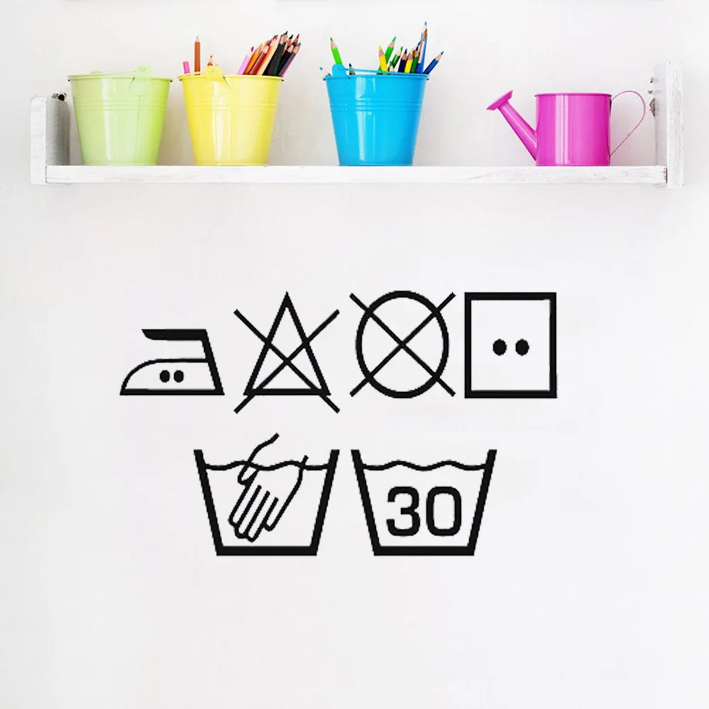 Символ стирки виниловые настенные наклейки для ванной стиральная кухня утилита