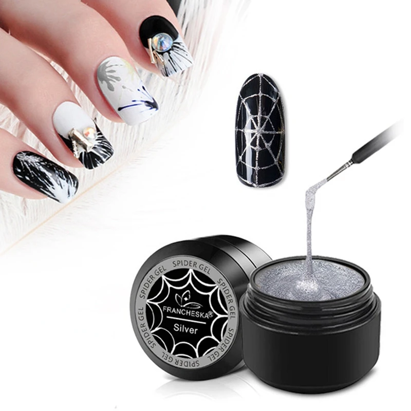 Francheska 2 Bottle 8Ml Spider Gel Nail Polish Art Uv Led Professional Nail Paint Uv Color Gel Lacquer Emboss Pulling Wire Spide
