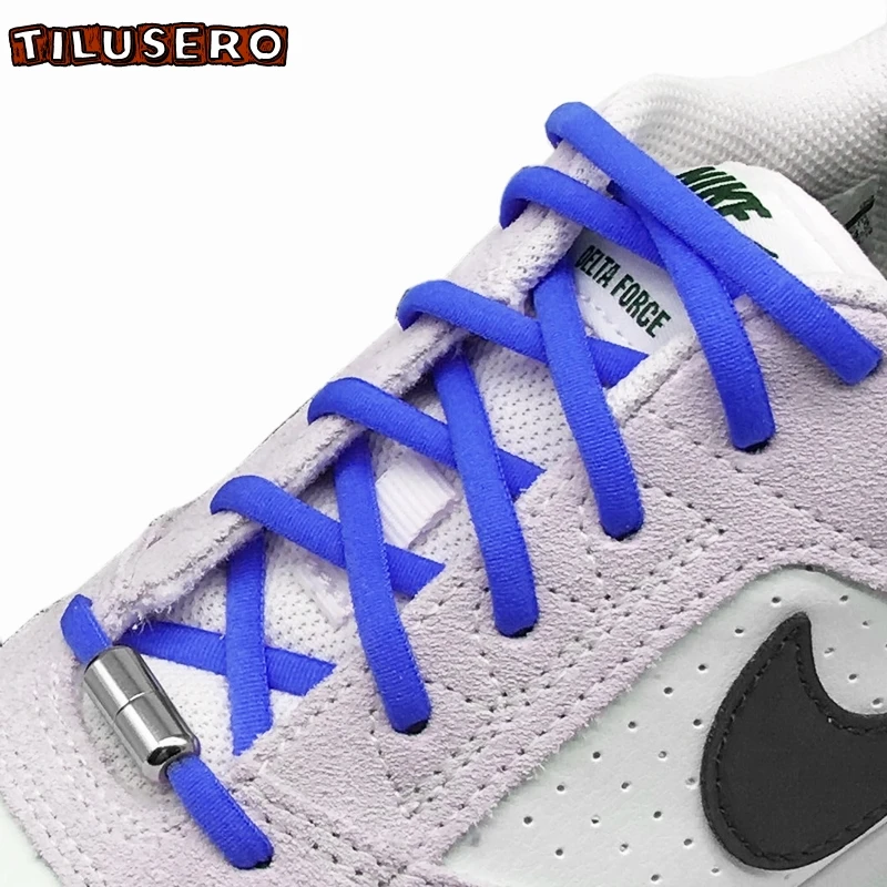 

1Pair No Tie Shoelaces Round Elastic Shoe Laces Metal Lock Shoelace Quick Lazy Laces 10 Color Shoestrings Z067