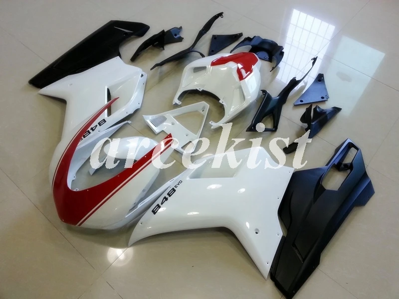 Инъекций ABS Полный обтекатели комплект подходит для поездок на мотоцикле Ducati 1098s 848 evo 1198 2007 2008 2009 2010 2011 2012 тела комплект белого и красного цвета