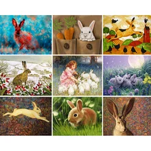 Горячая Распродажа, алмазная живопись 5D DIY, полностью квадратная/круглая Алмазная вышивка с кроликом, животные, кролик, стразы, мозаичная ка...(China)