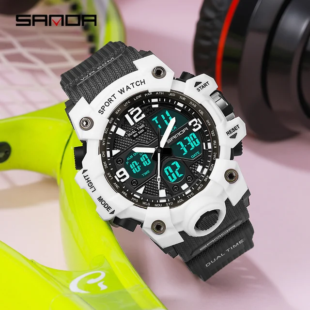Sanda-reloj Digital de cuarzo para hombre, cronógrafo deportivo militar, Digital, Led, resistente al agua, de lujo 1
