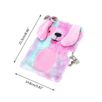 

Cute Plush Dog A5 Notebook with Lock Diary Planner Notepad Organizer Stationery