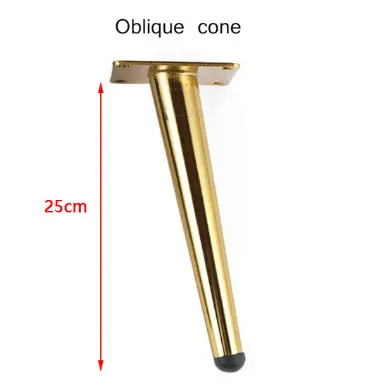 4pcs Metal Furniture legs Straight Cone And Oblique Cone Table Leg Sofa Chair Leg coffee tables Furniture fittings,15/20/25/30CM gold oblique 25cm